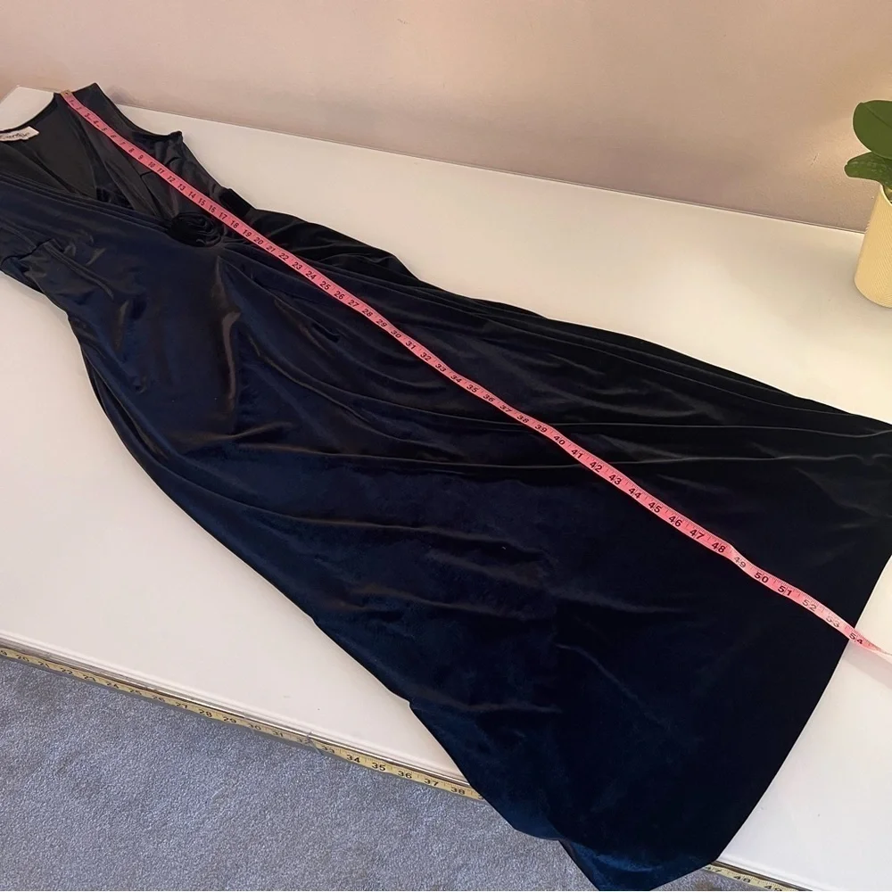 CARTISE Velvet Maxi Dress Sleeveless Draped Formal Evening Cocktail Gown Black - Picture 14 of 16